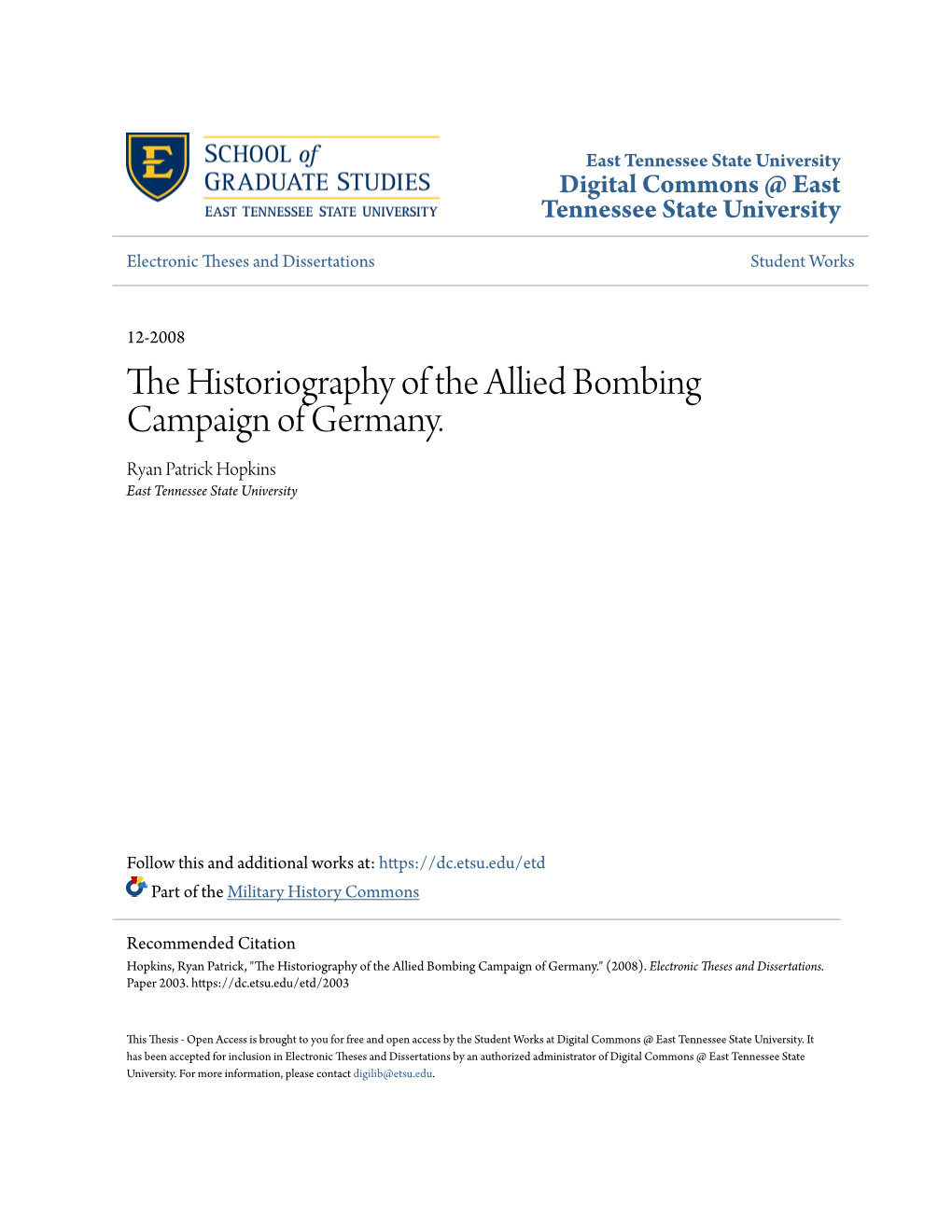 The Historiography of the Allied Bombing Campaign of Germany