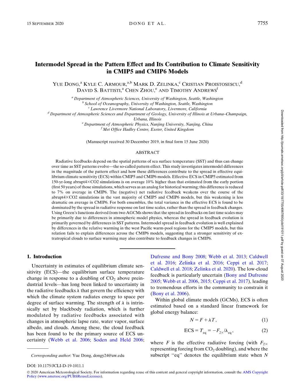 Intermodel Spread in the Pattern Effect and Its Contribution to Climate Sensitivity in CMIP5 and CMIP6 Models