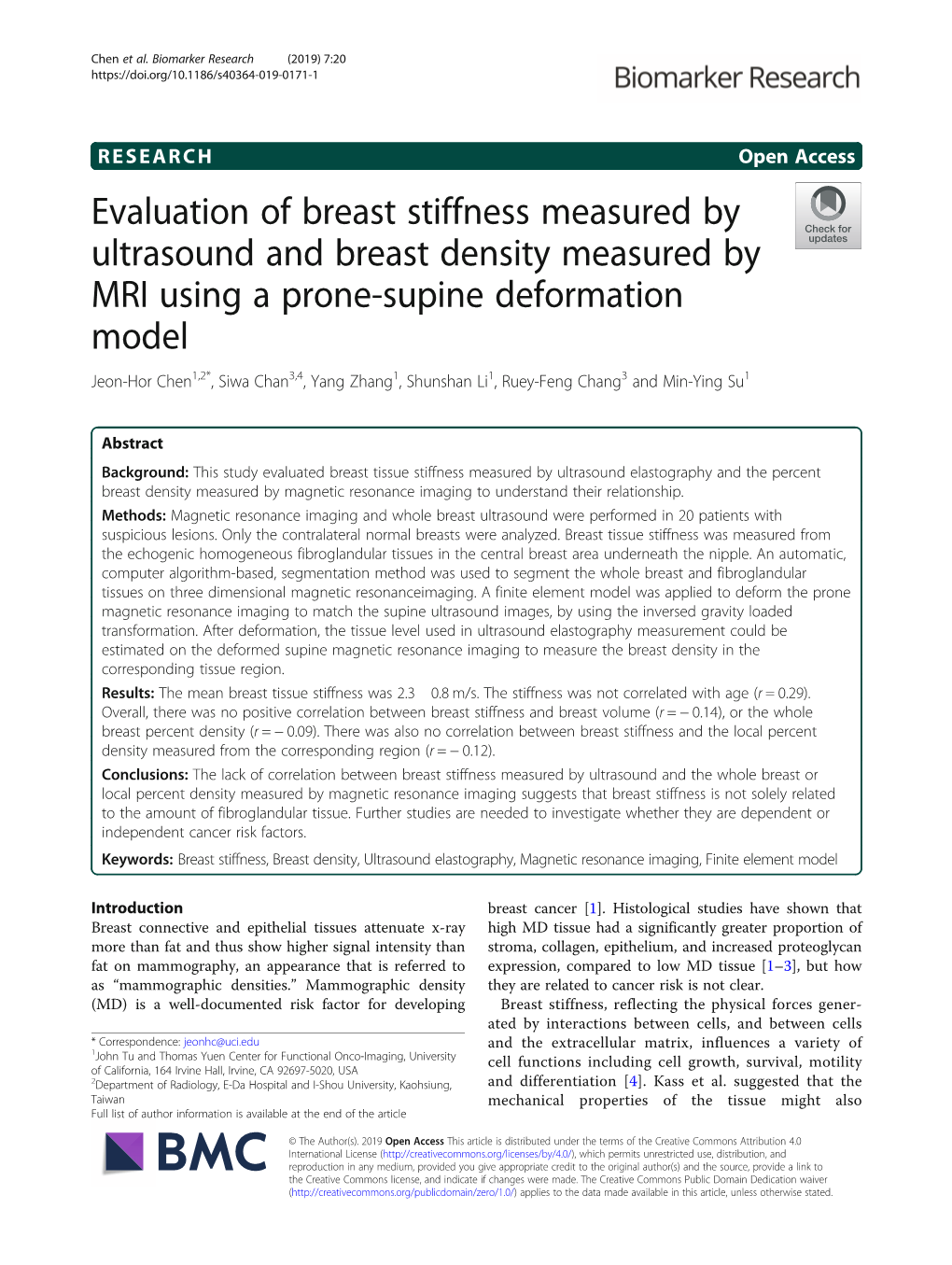 Evaluation of Breast Stiffness Measured by Ultrasound and Breast