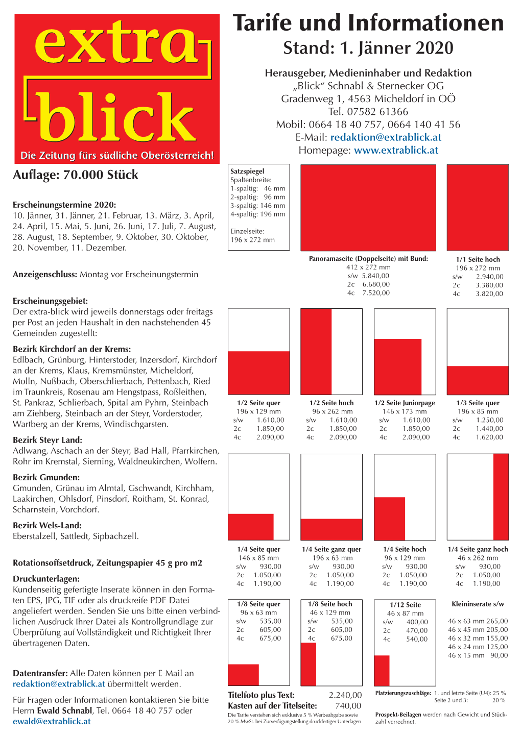 Tarife Und Informationen Extra Stand: 1