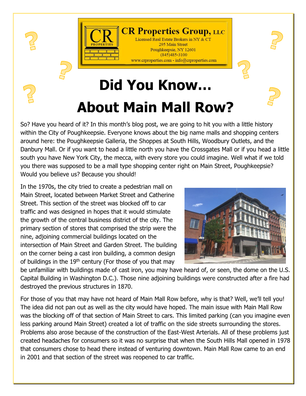 Did You Know… About Main Mall Row?