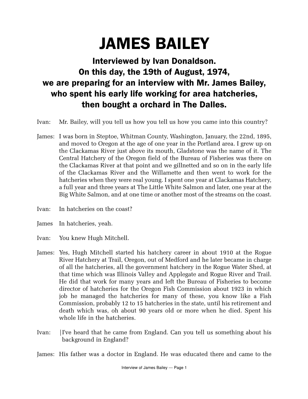 Interview of James Bailey.Qxd