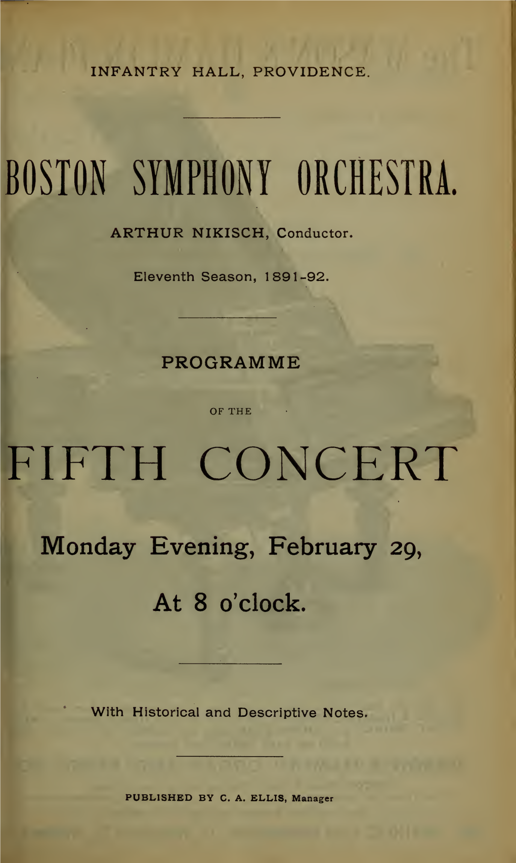 Boston Symphony Orchestra Concert Programs, Season 11, 1891-1892, Trip