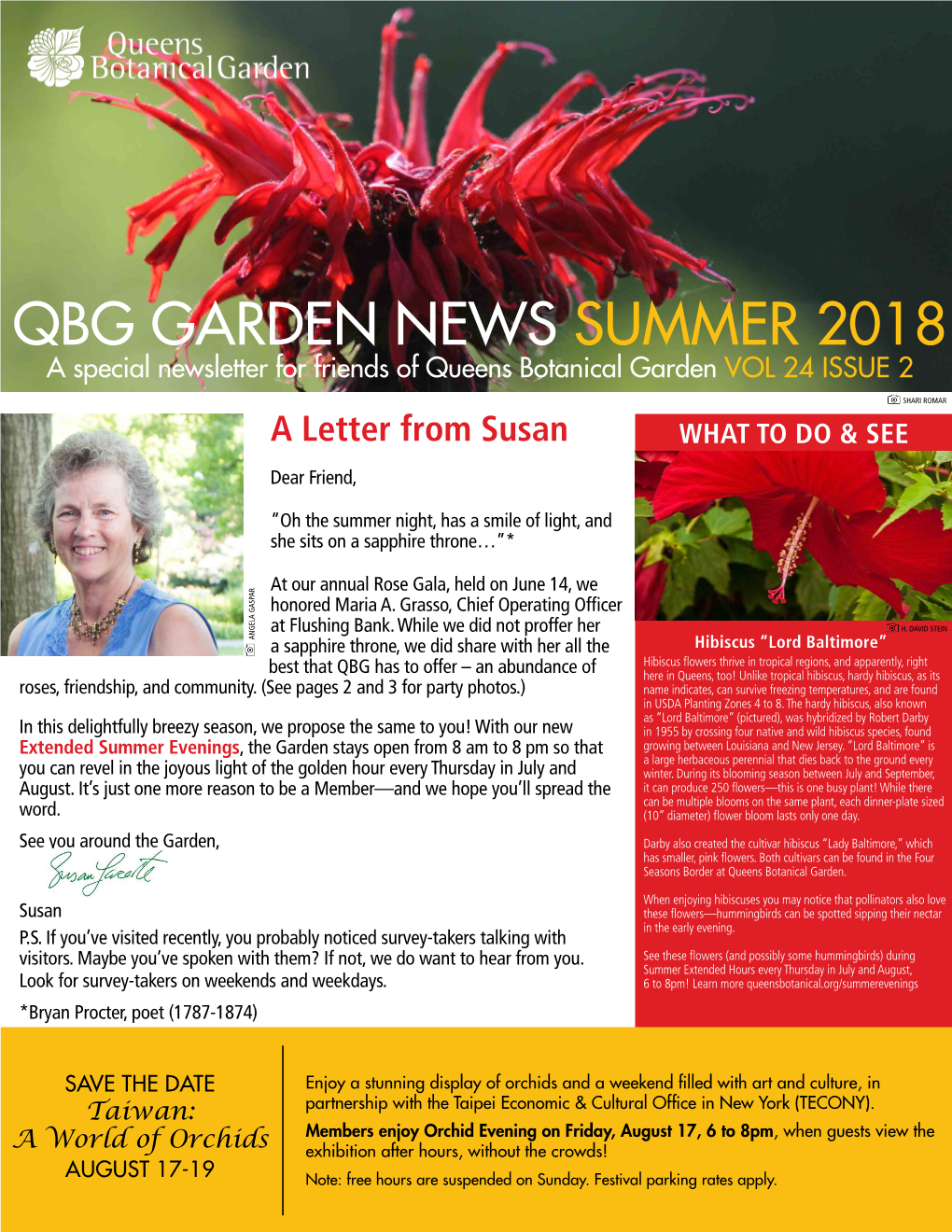 QBG GARDEN NEWS SUMMER 2018 a Special Newsletter for Friends of Queens Botanical Garden VOL 24 ISSUE 2