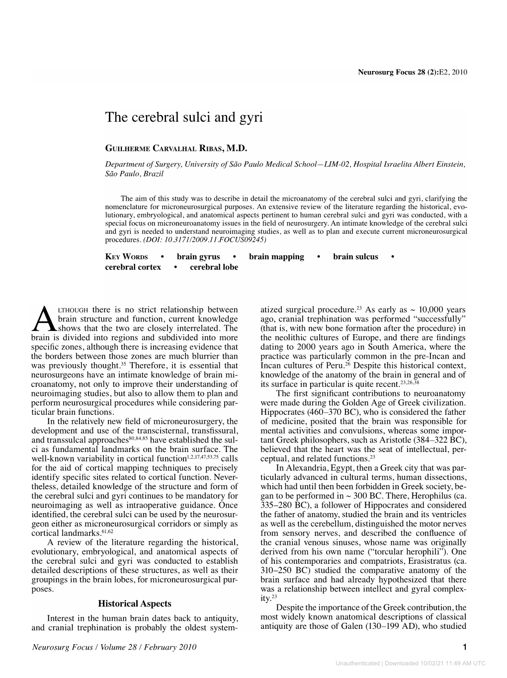 The Cerebral Sulci and Gyri