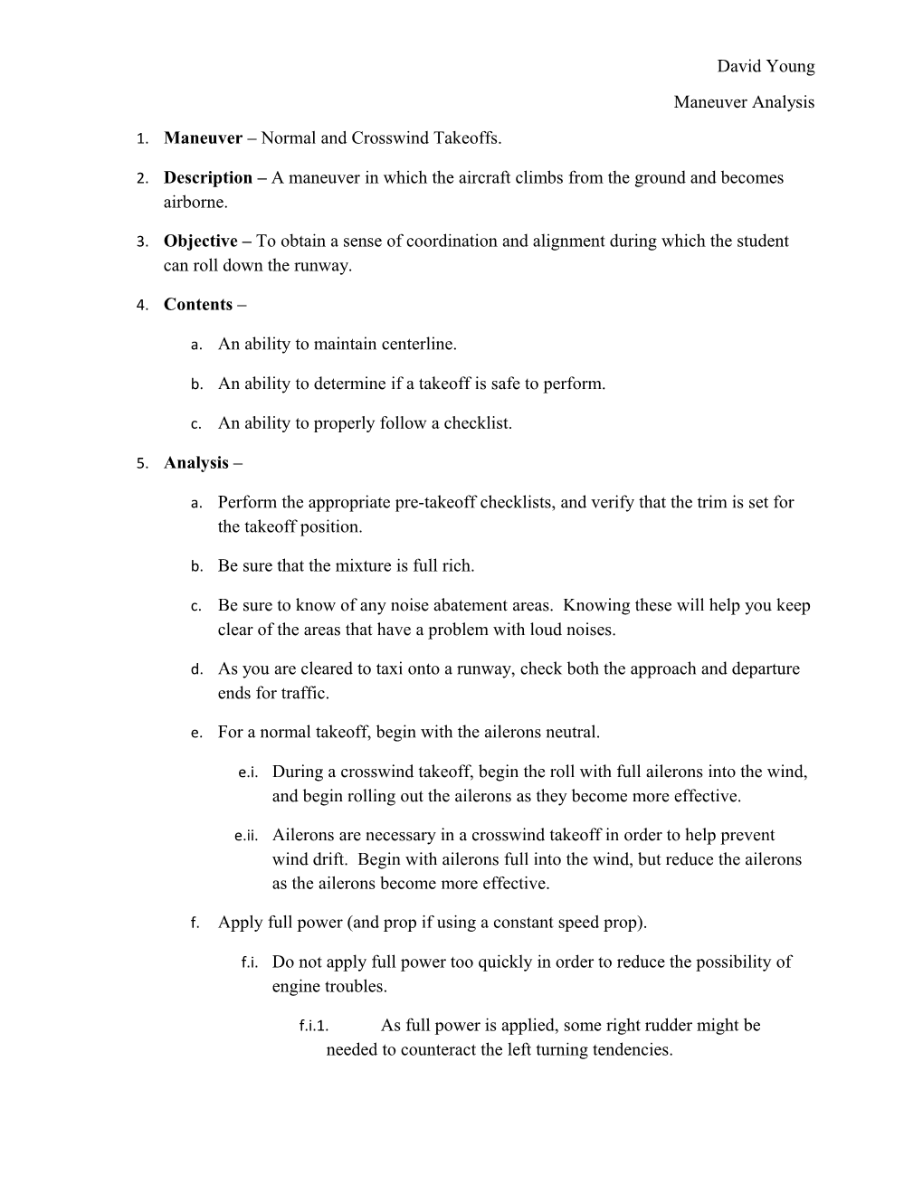 1. Maneuver Normal and Crosswind Takeoffs