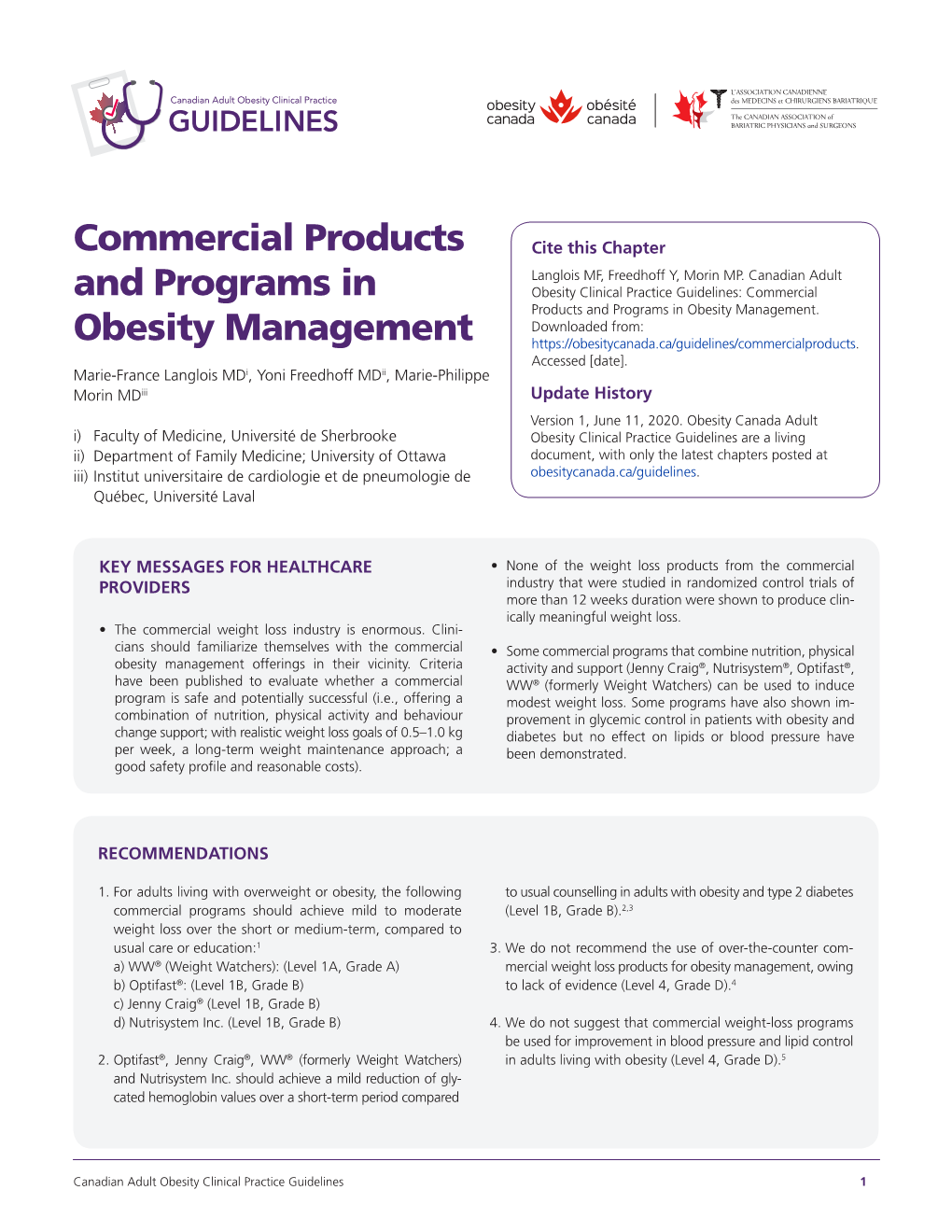 Commercial Products and Programs in Obesity Management