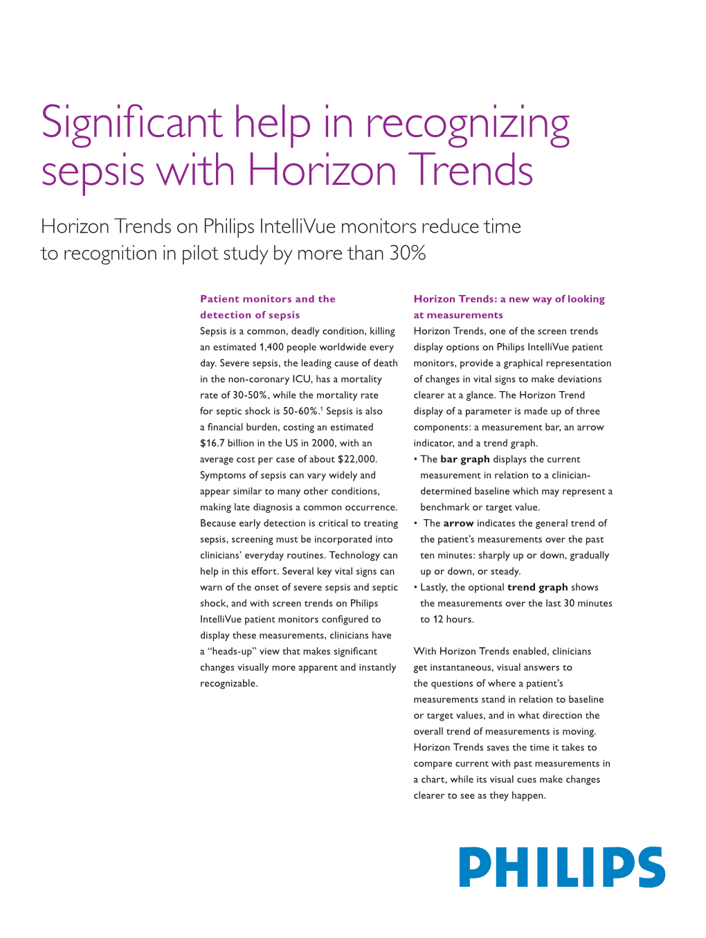 Significant Help in Recognizing Sepsis with Horizon Trends