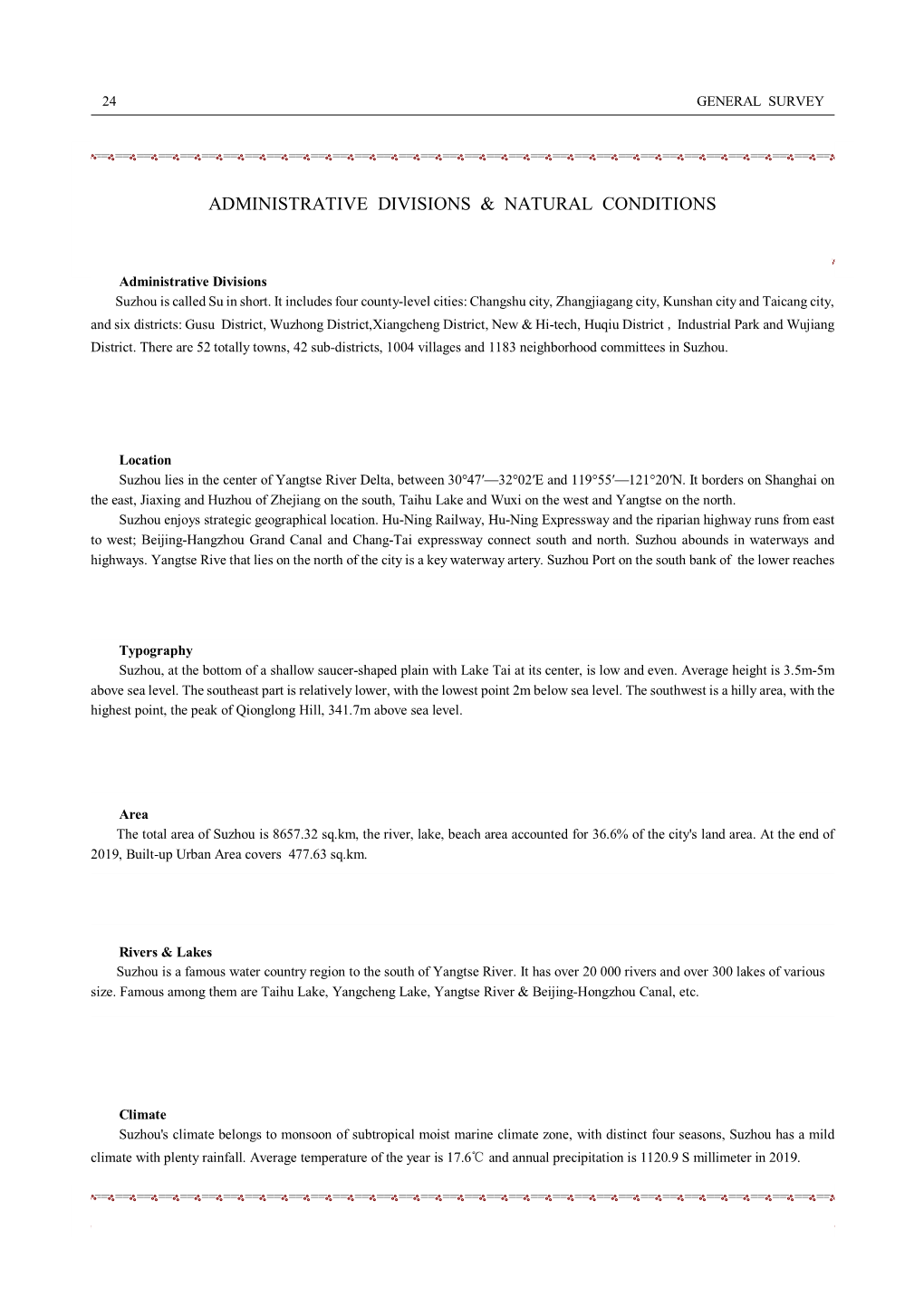 Administrative Divisions & Natural Conditions