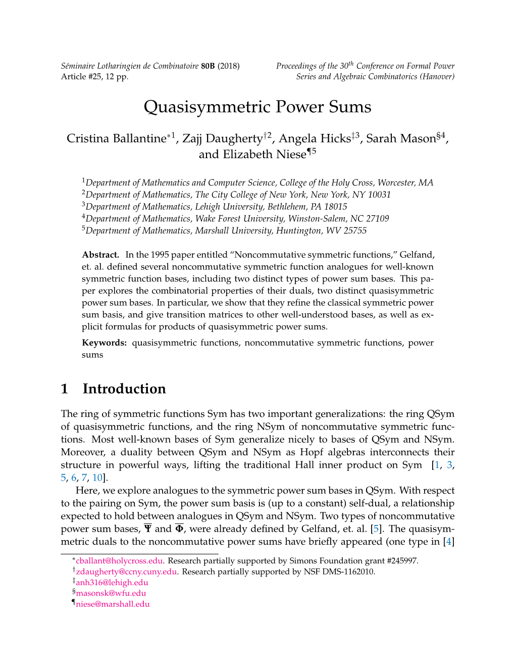 Quasisymmetric Power Sums