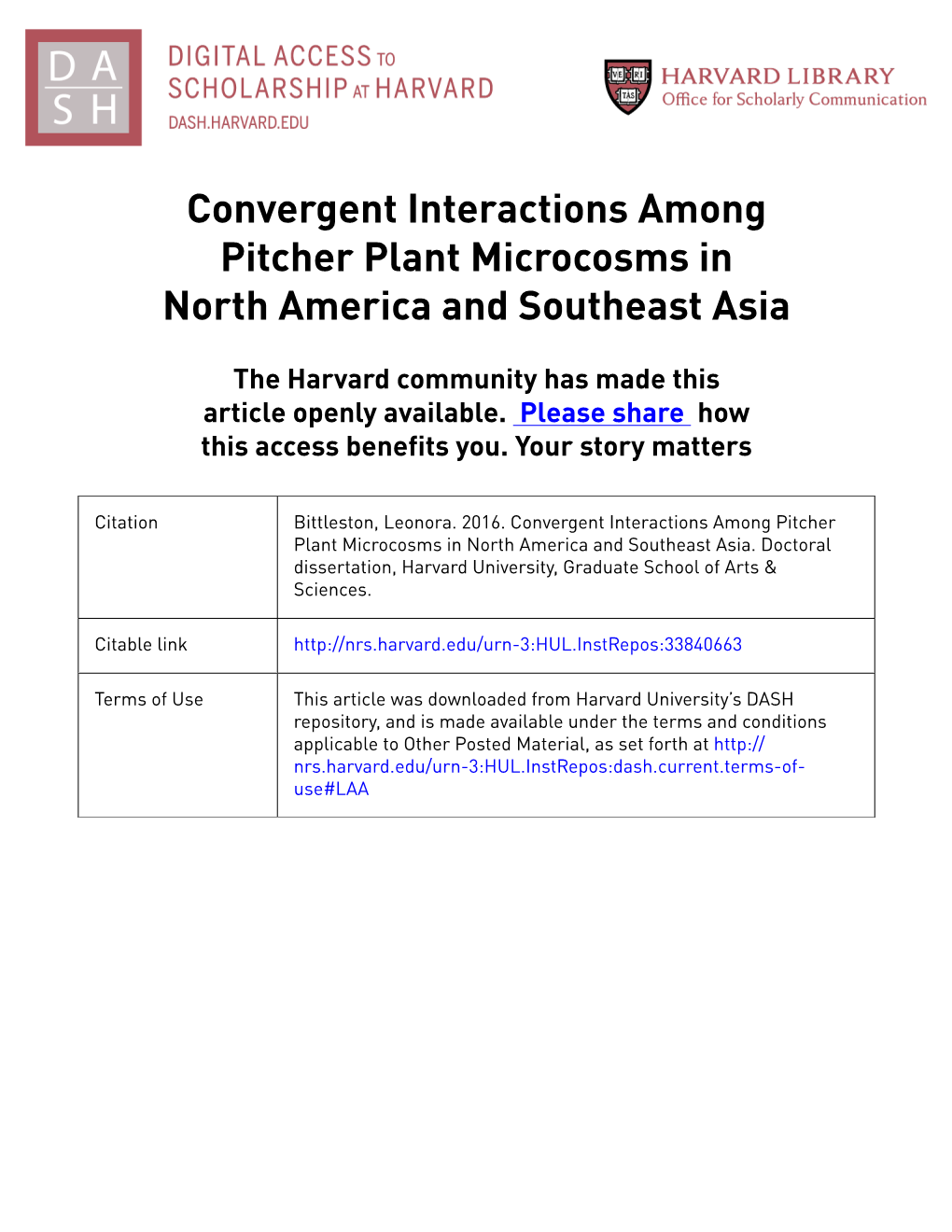 Convergent Interactions Among Pitcher Plant Microcosms in North America and Southeast Asia