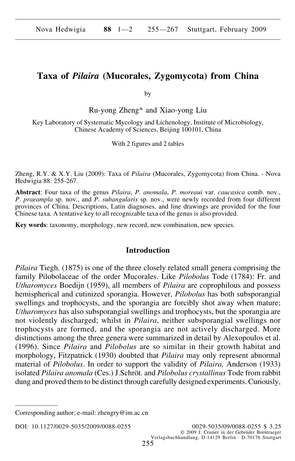 Taxa of Pilaira (Mucorales, Zygomycota) from China