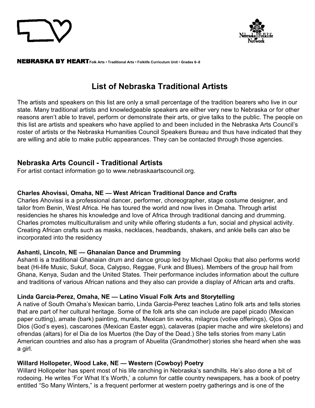 List of Traditional Artists