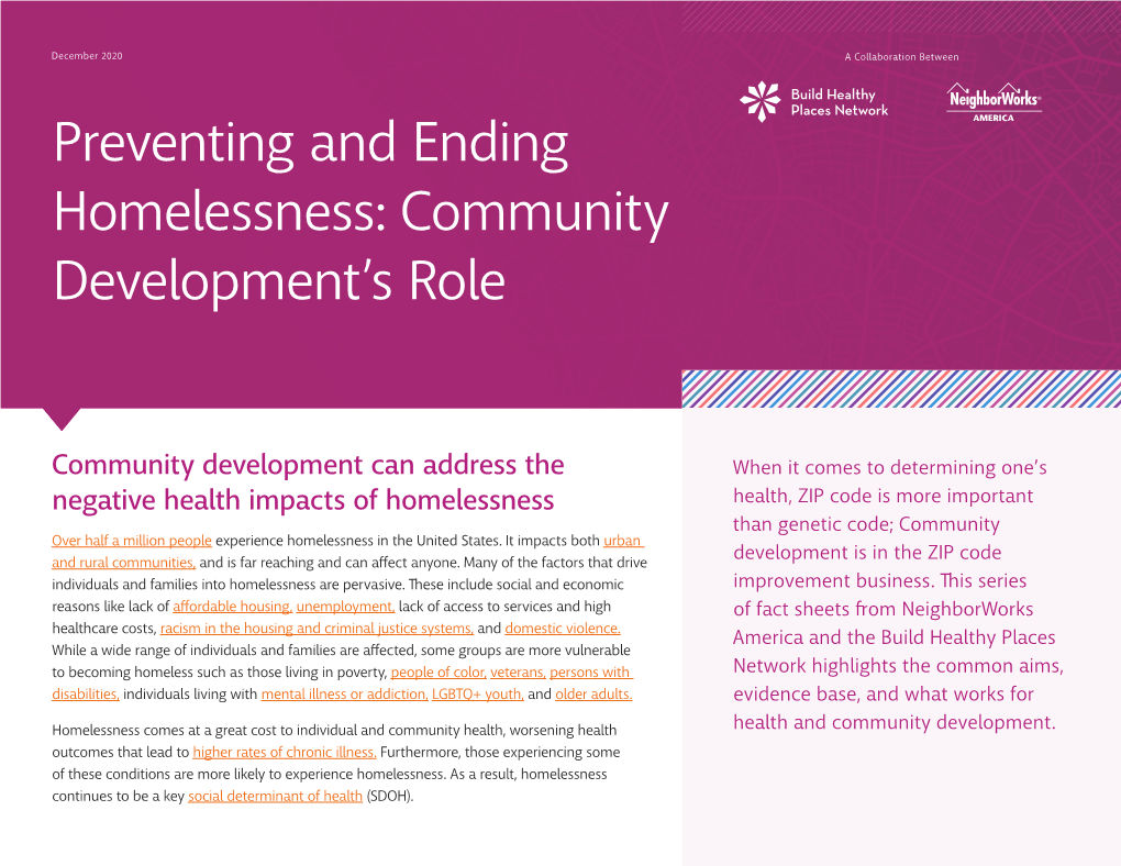 Preventing and Ending Homelessness: Community Development's Role