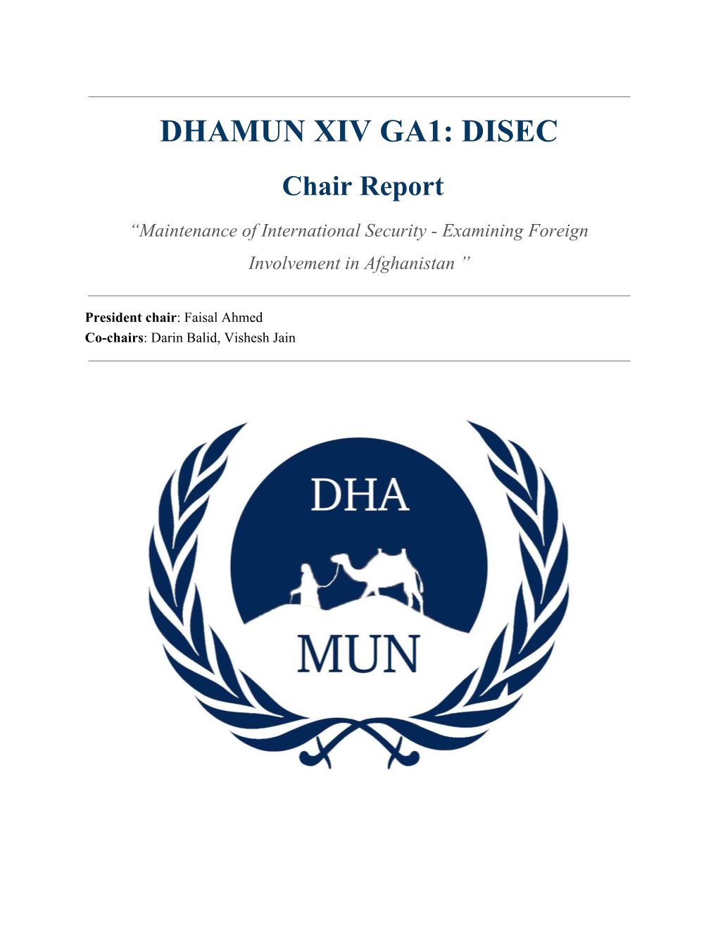 DHAMUN XIV GA1: DISEC Chair Report