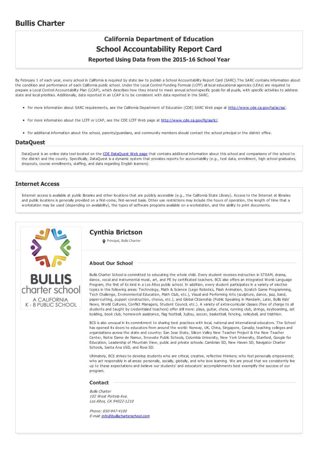 SARC Report for Bullis Charter