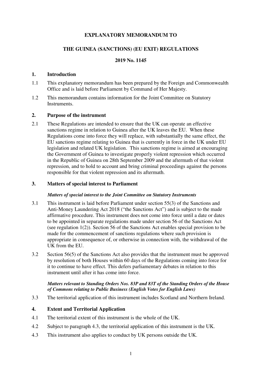 The Guinea (Sanctions) (Eu Exit) Regulations