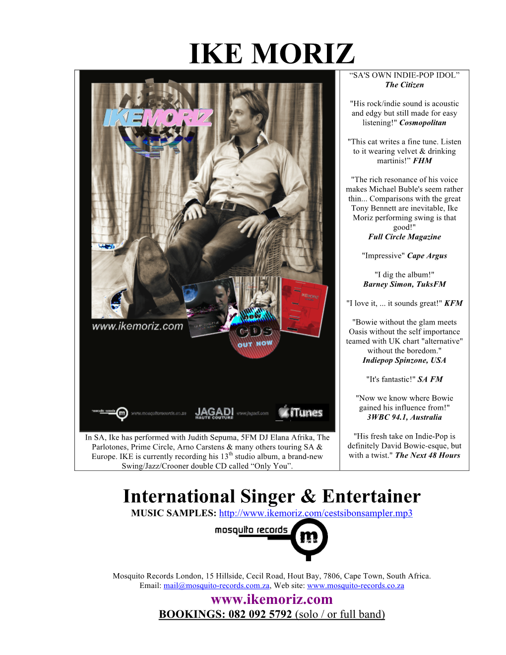 International Singer & Entertainer