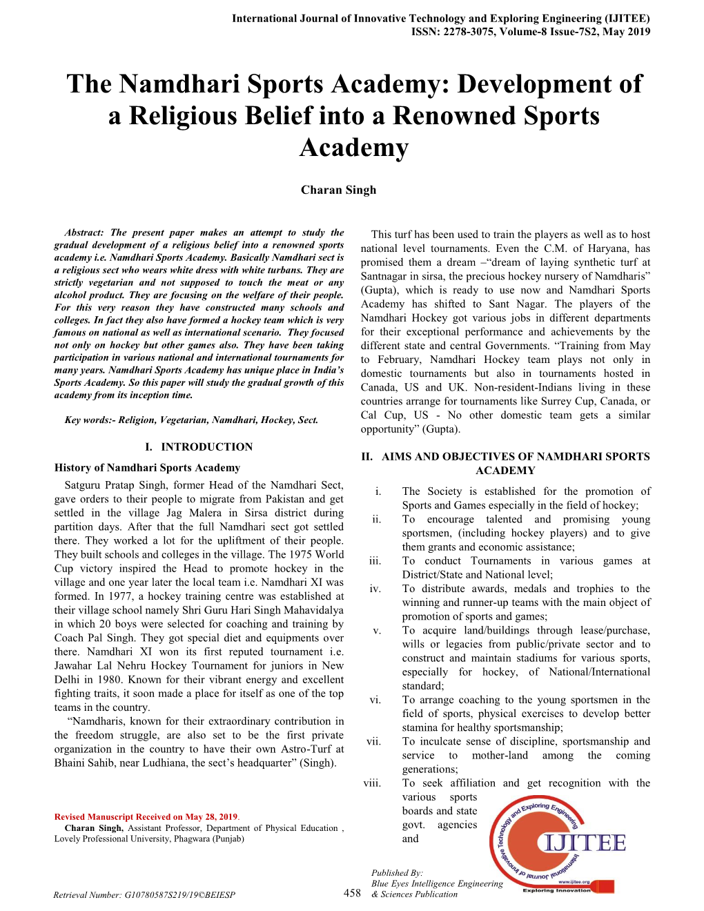 Development of a Religious Belief Into a Renowned Sports Academy