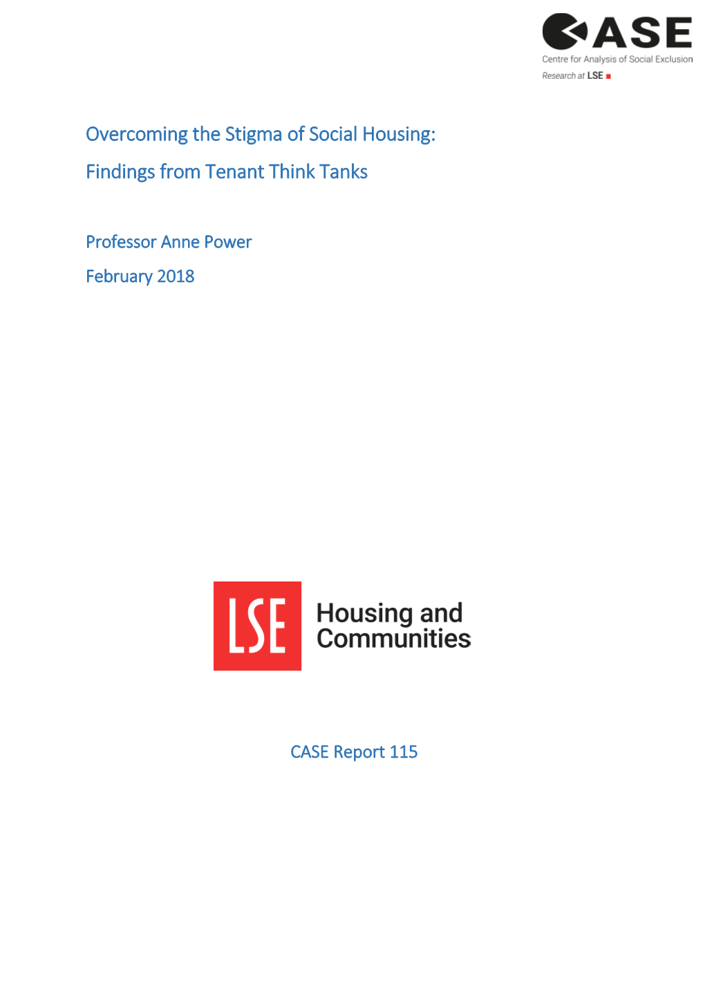 Overcoming the Stigma of Social Housing: Findings from Tenant Think Tanks