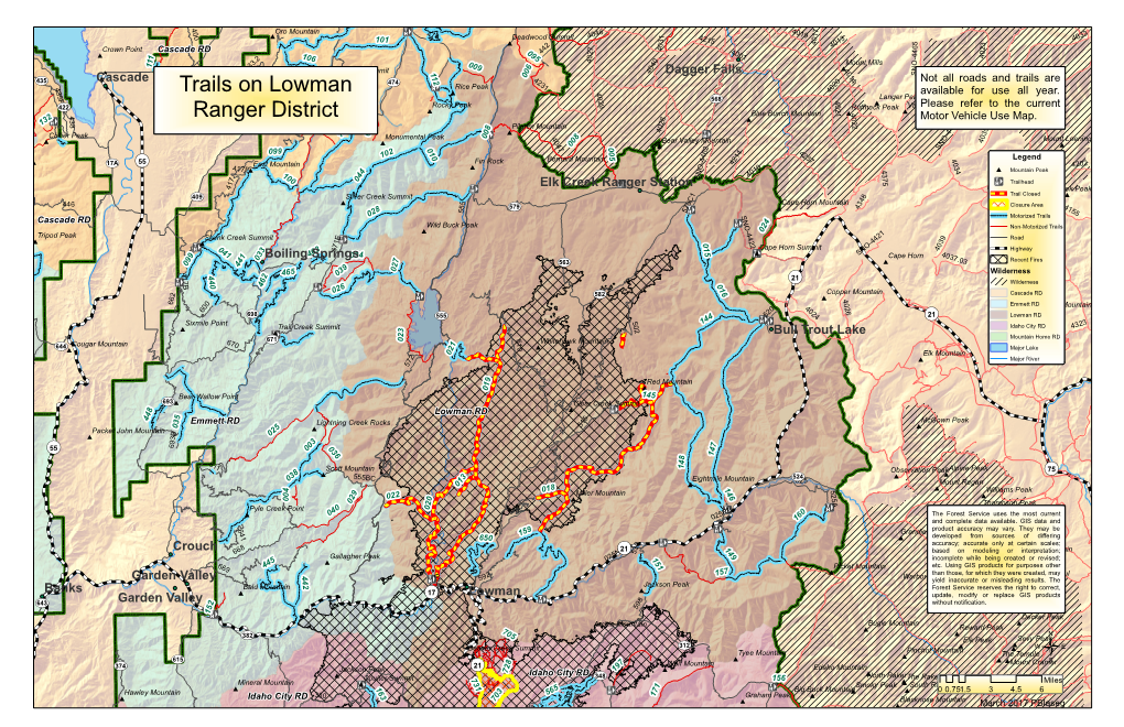 Trails on Lowman Ranger District