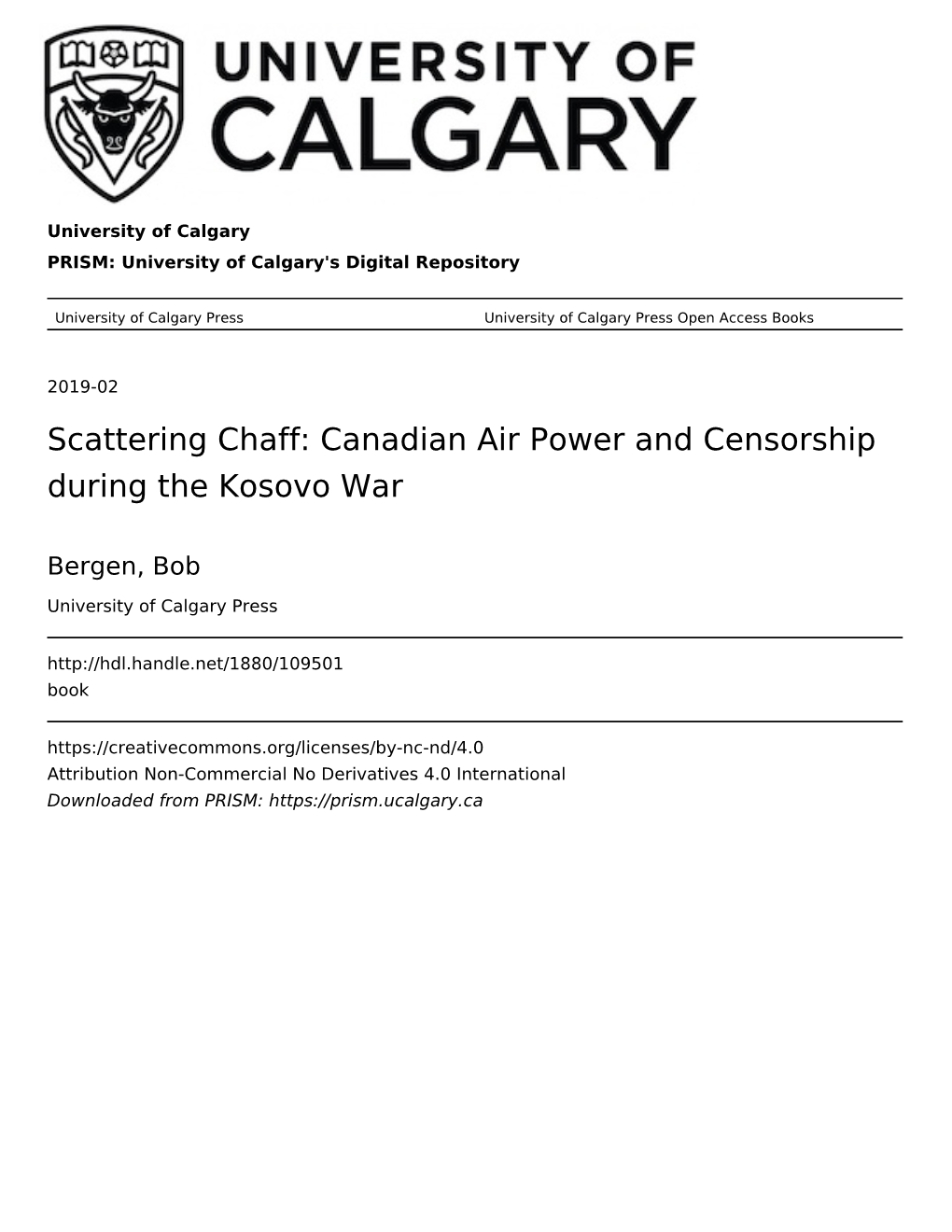 Scattering Chaff: Canadian Air Power and Censorship During the Kosovo War