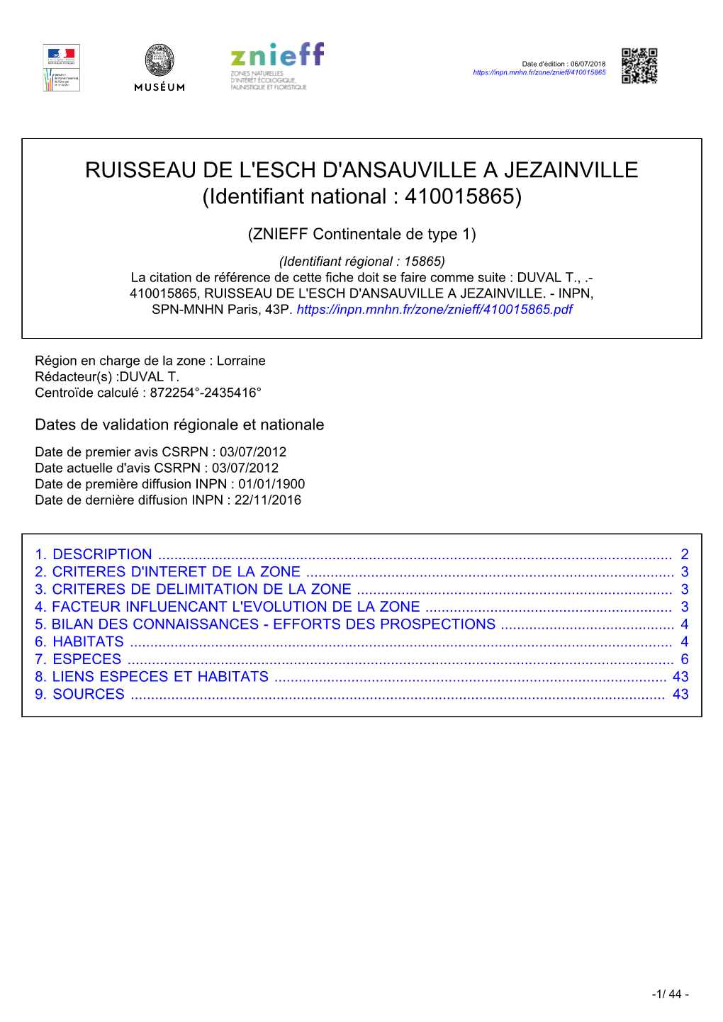 RUISSEAU DE L'esch D'ansauville a JEZAINVILLE (Identifiant National : 410015865)