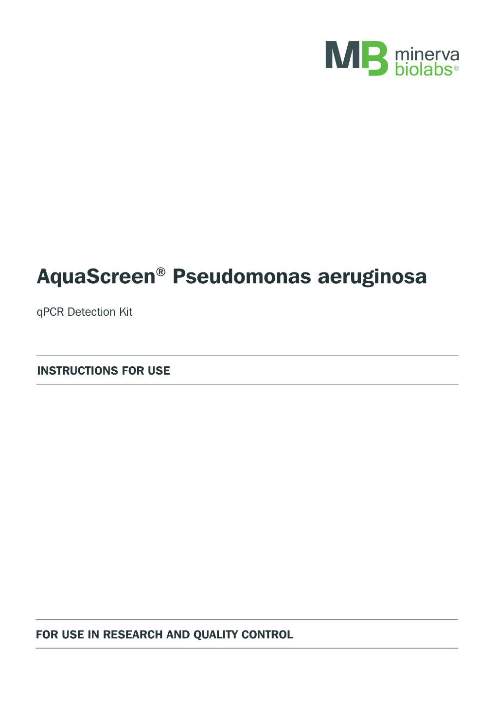 Aquascreen® Pseudomonas Aeruginosa Qpcr Detection Kit