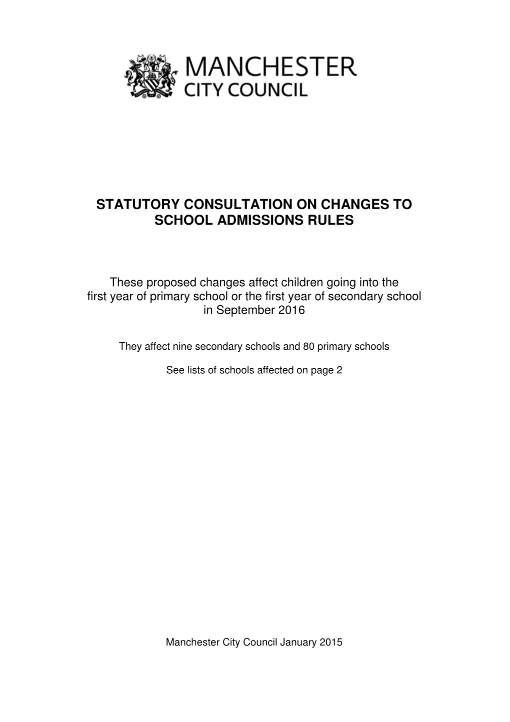 Statutory Consultation on Changes to School Admissions Rules