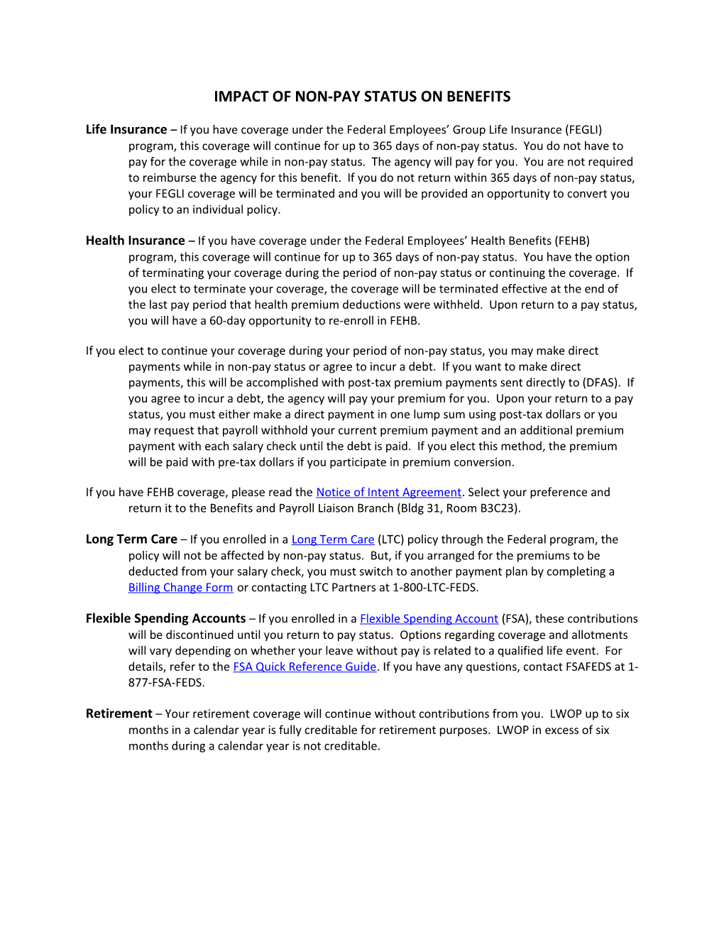 Impact Of Non-Pay Status On Benefits