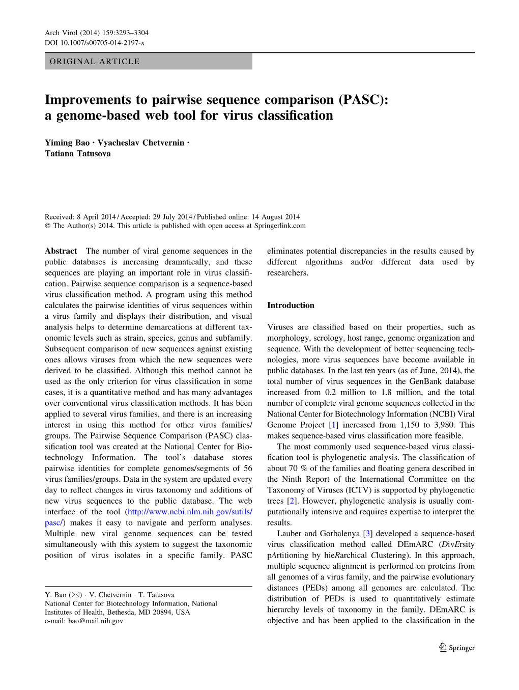 PASC): a Genome-Based Web Tool for Virus Classiﬁcation