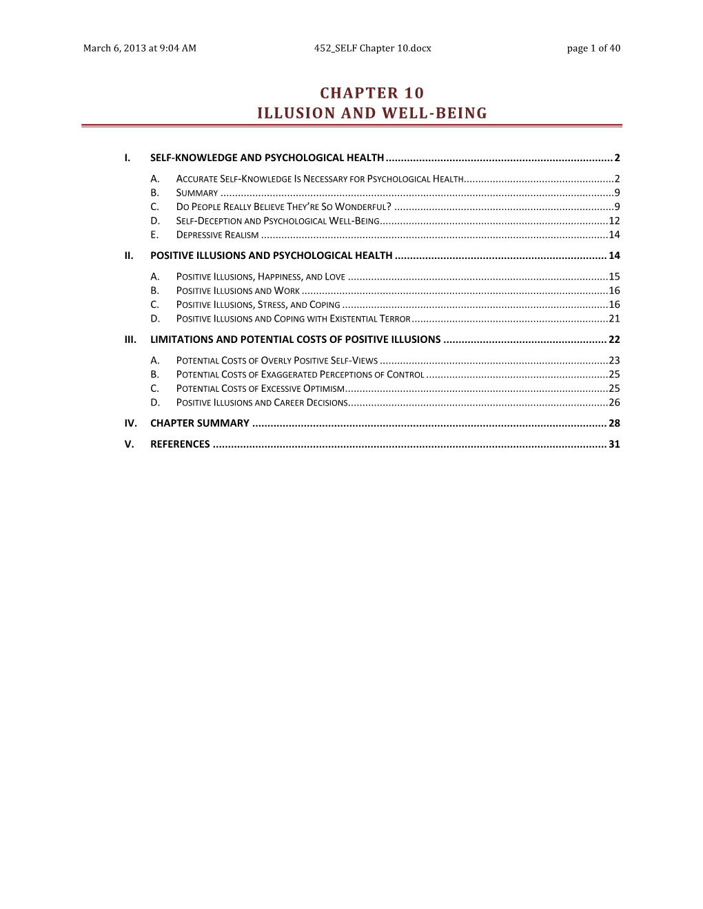 Chapter 10 Illusion and Well-Being