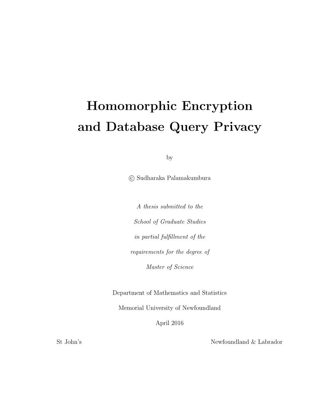 Homomorphic Encryption and Database Query Privacy