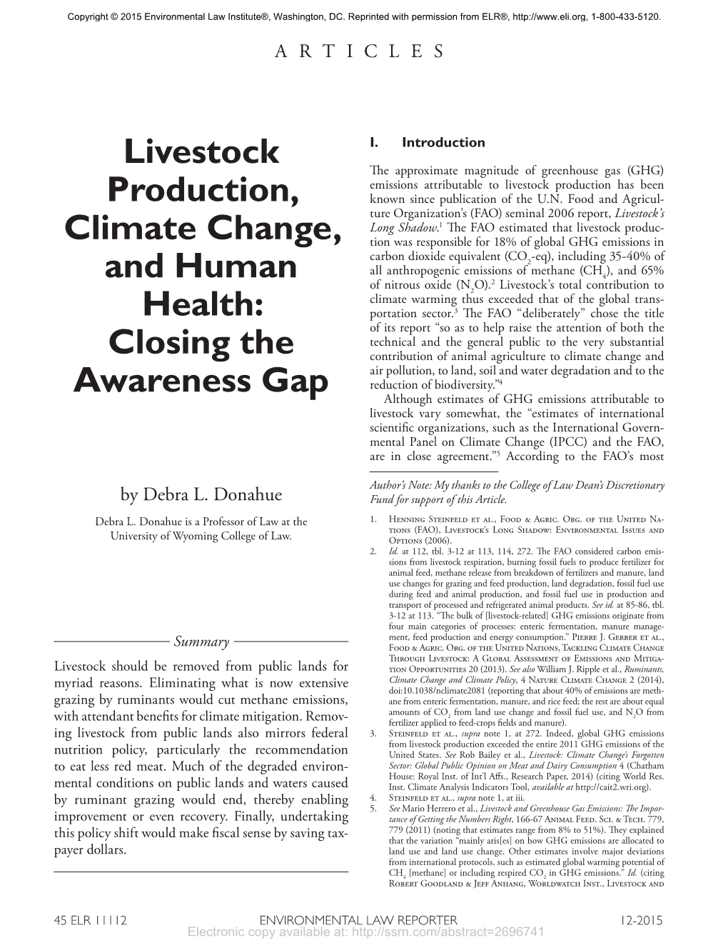 Livestock Production, Climate Change, and Human Health