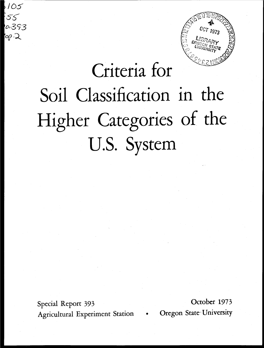 Criteria for Soil Classification in the Higher Categories of the U.S. System