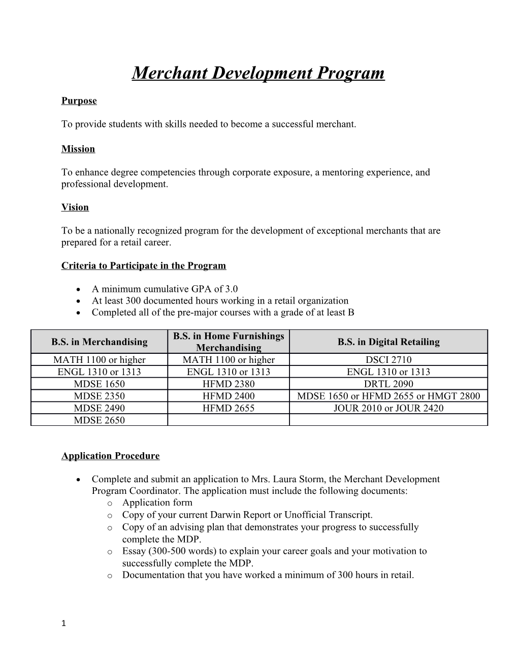 Merchant Development Program