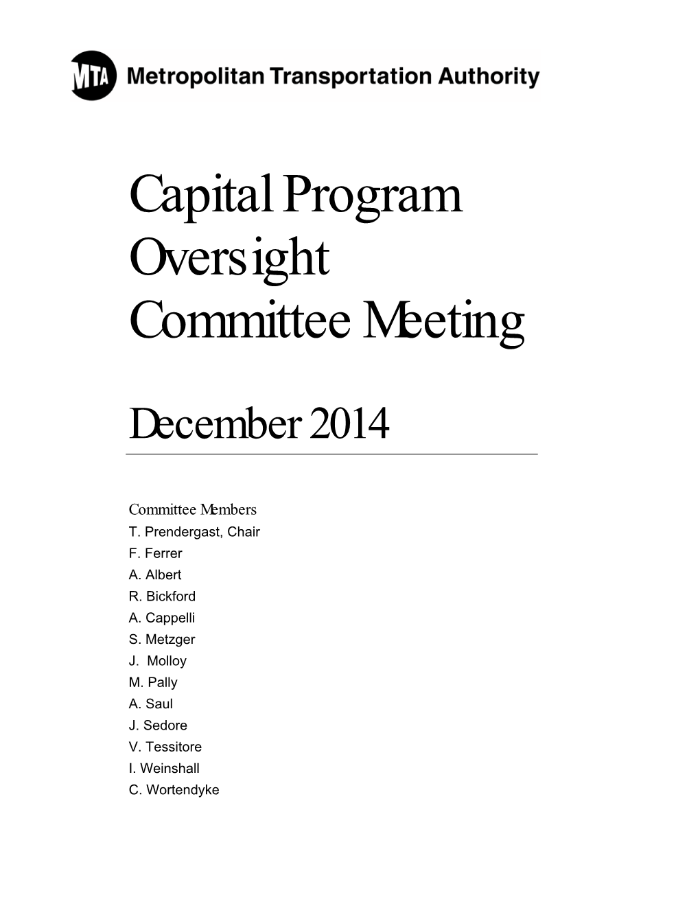 Capital Program Oversight Committee Meeting