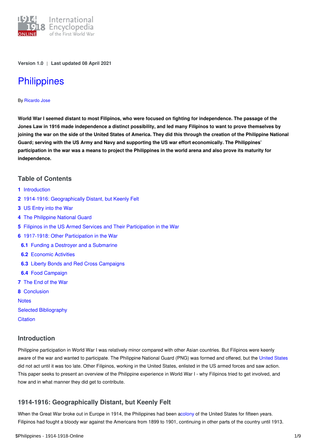 Philippines | International Encyclopedia of the First World War