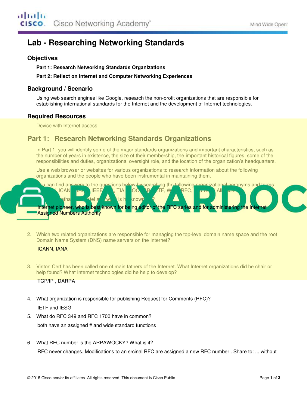 Lab -Researching Networking Standards Objectives