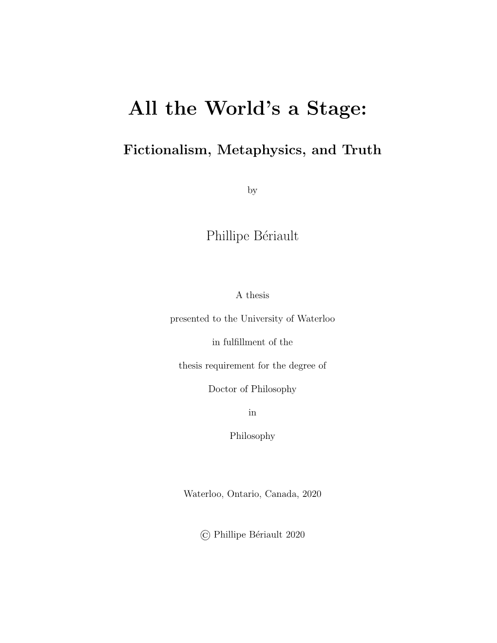 All the World's a Stage