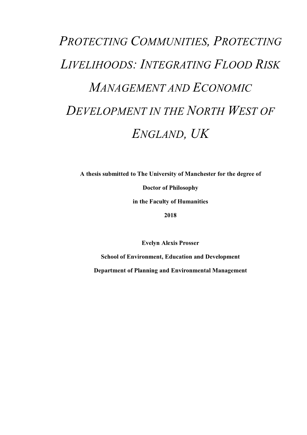 Integrating Flood Risk Management and Economic Development in the North West of England, UK