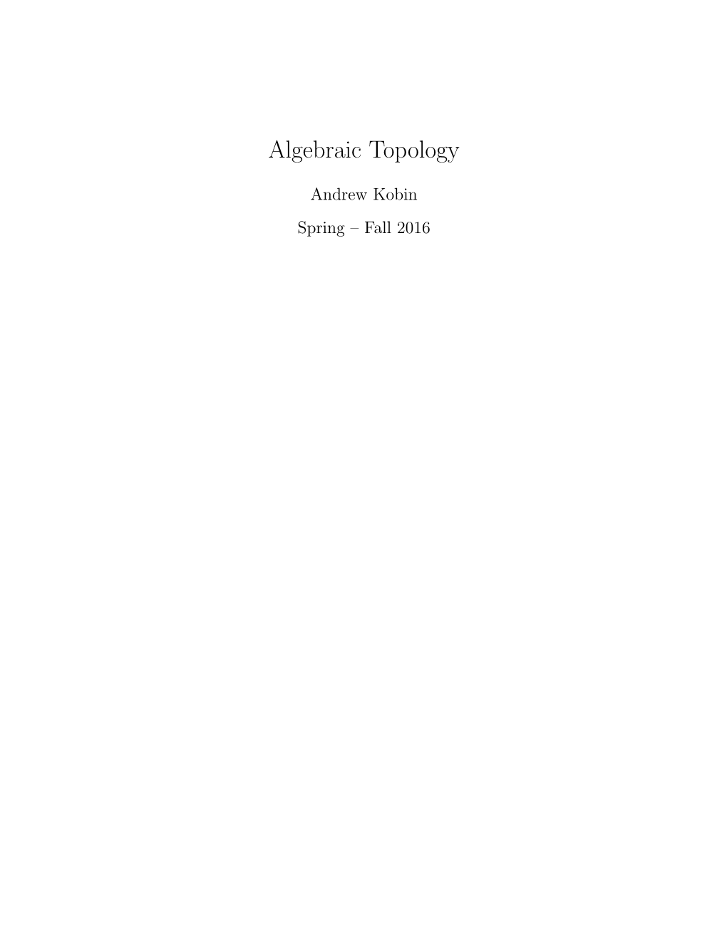 Algebraic Topology