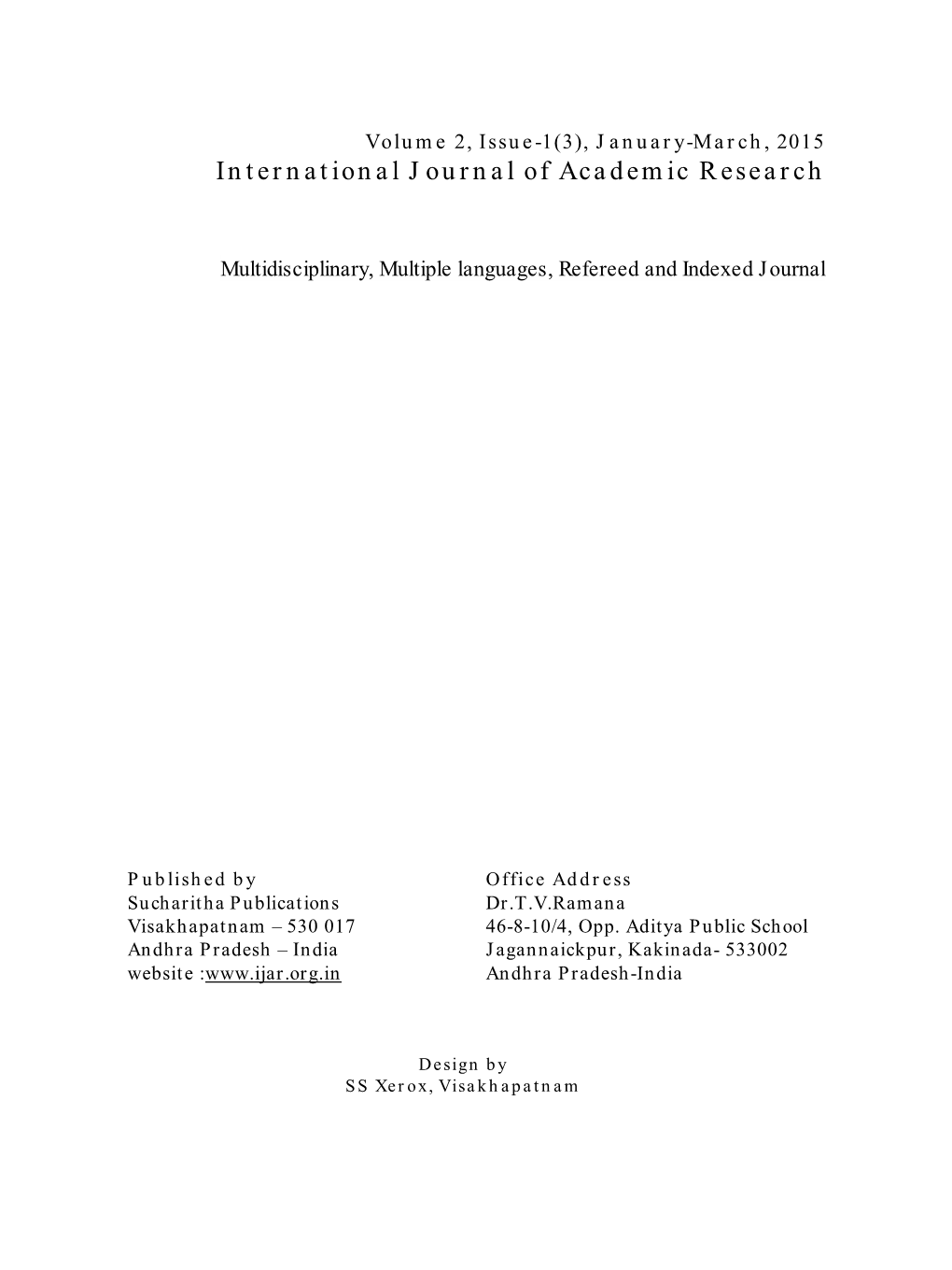 International Journal of Academic Research