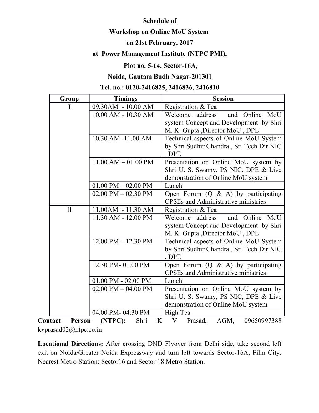 Workshop on Online Mou System