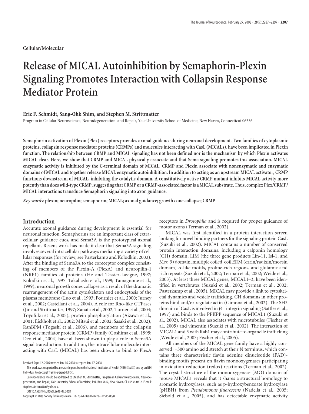 Release of MICAL Autoinhibition by Semaphorin-Plexin Signaling Promotes Interaction with Collapsin Response Mediator Protein