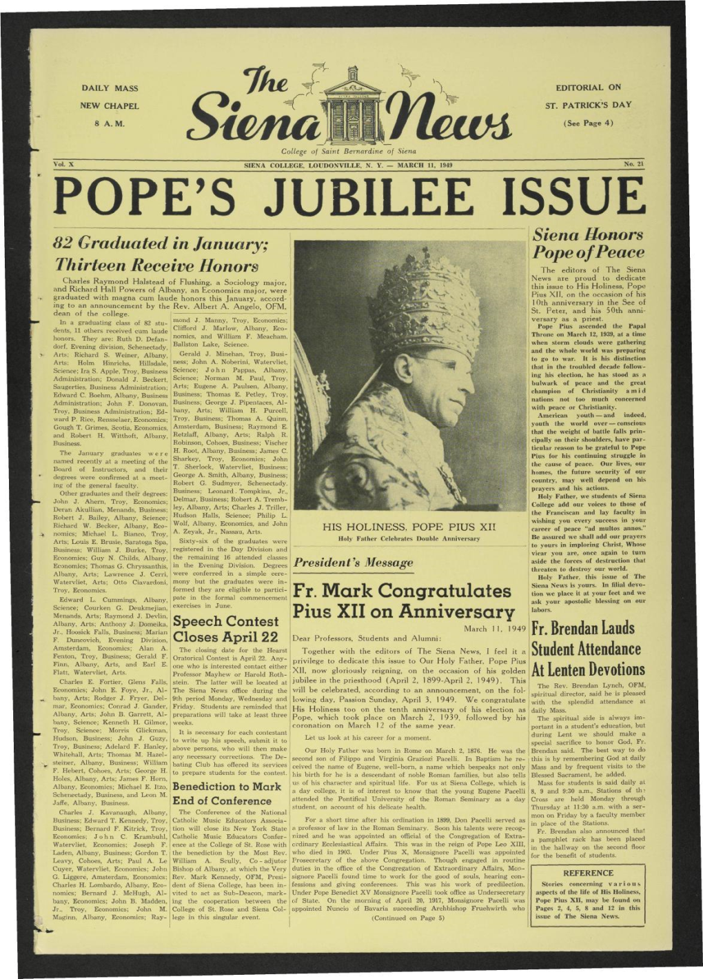 Fr. Mark Congratulates Pius XII on Anniversary