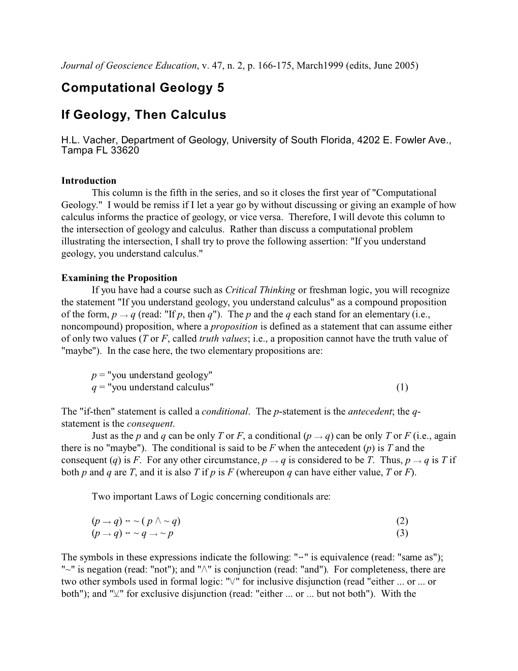 Computational Geology 5 If Geology, Then Calculus