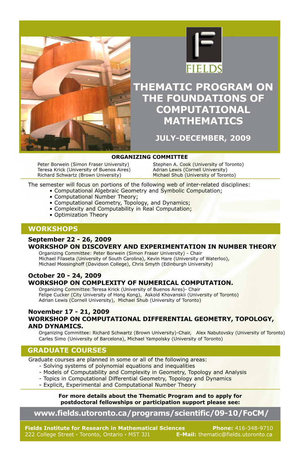Thematic Program on the Foundations of Computational Mathematics
