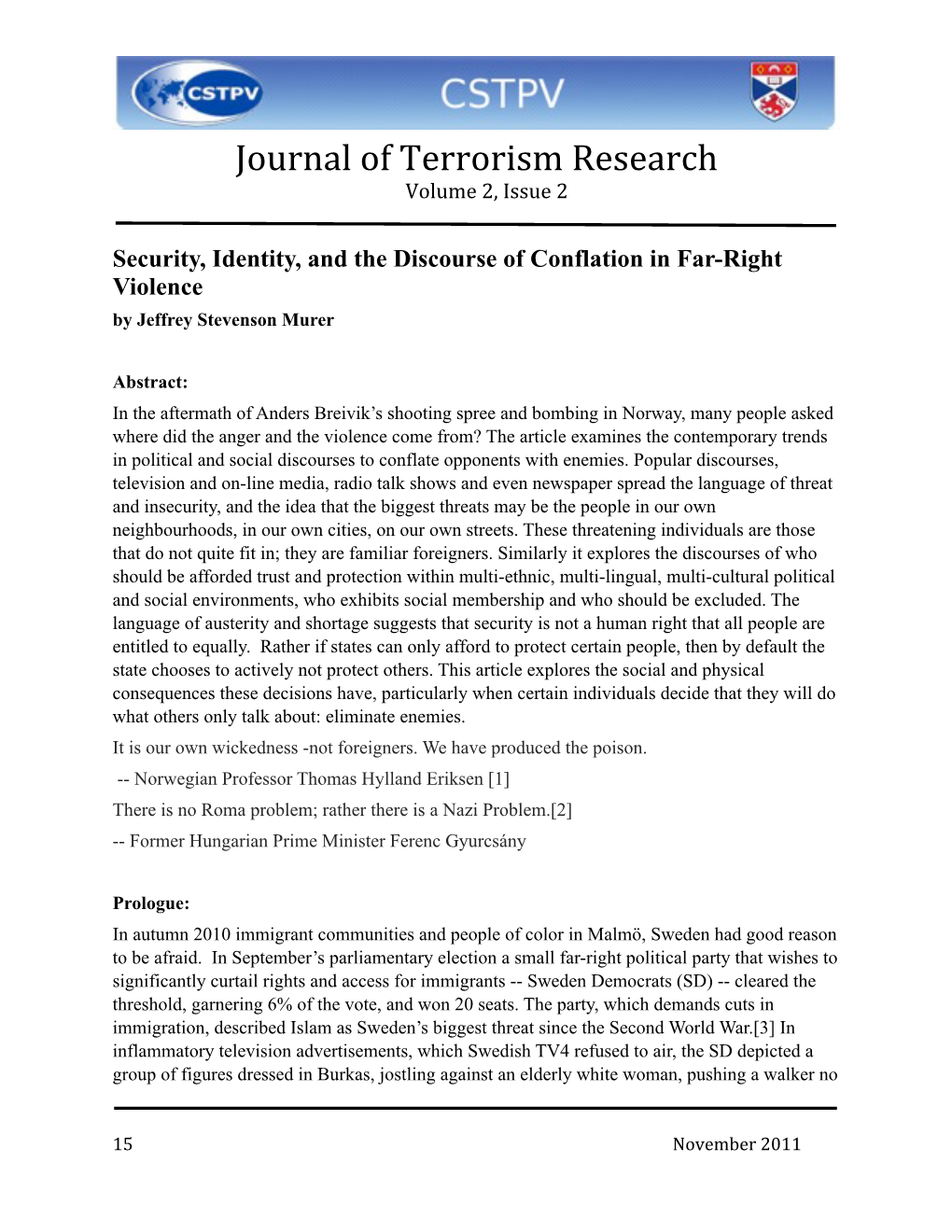 Journal of Terrorism Research Volume 2, Issue 2