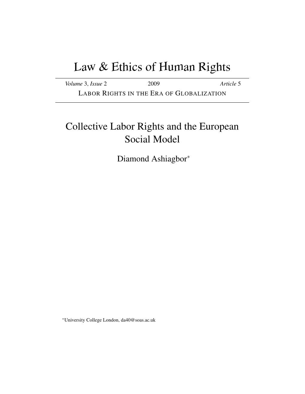 Collective Labor Rights and the European Social Model